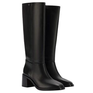 Larroude Ricky Boot Black Leather Tall Pull On Knee High Block‎ Heel Boot Size 9